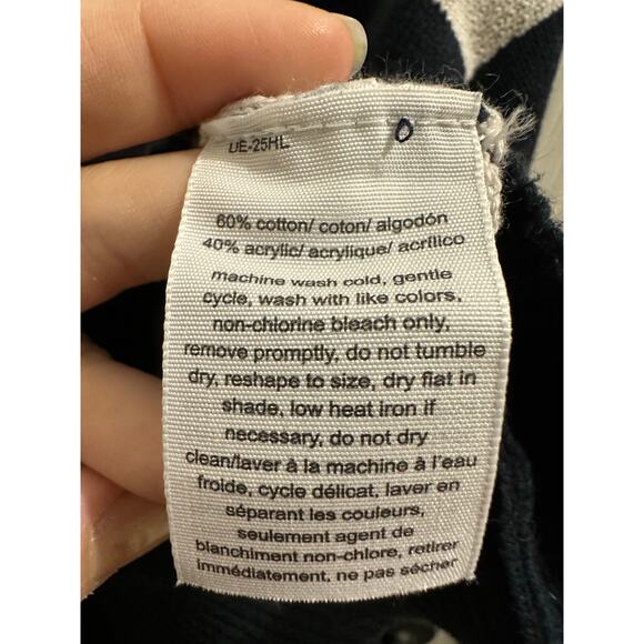 Tommy Jeans Navy & White Striped V-neck Cropped Pullover Knit Sweater XS/S EUC - Picture 7 of 8